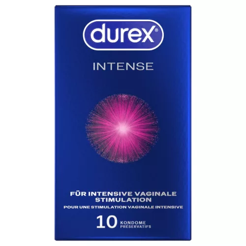 Durex Intense Orgasmic - bordás, pontozott stimuláló óvszer (10 db)