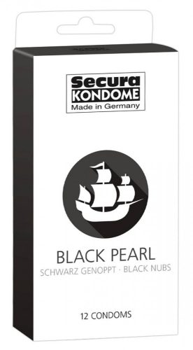 Secura Black Pearl - gyöngyös fekete óvszerek (12db)