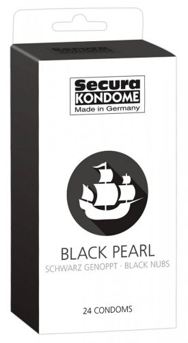 Secura Black Pearl - gyöngyös fekete óvszerek (24db)
