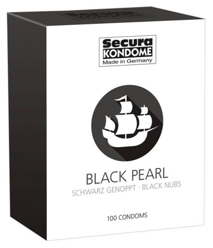 Secura Black Pearl - gyöngyös fekete óvszerek (100db)