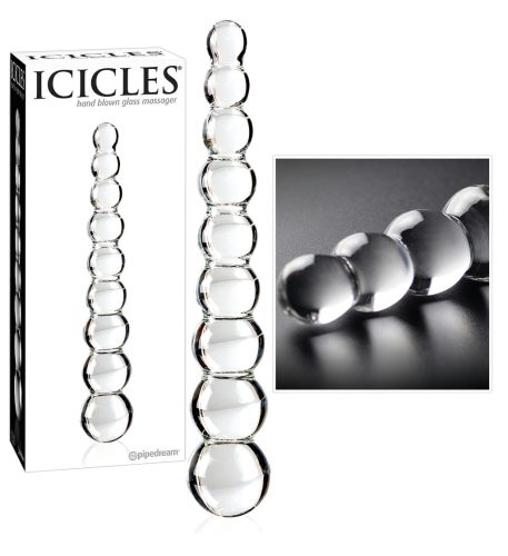 Icicles No. 2 - gömbös üveg dildó (áttetsző)