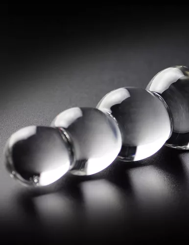 Icicles No. 2 - gömbös üveg dildó (átlátszó)