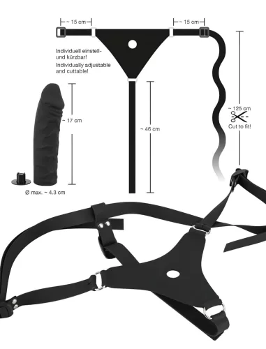 You2Toys - Silicone Strap-On - felcsatolható dildó (fekete)
