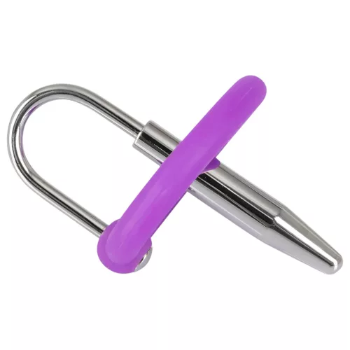 You2Toys - Penisplug - szilikon makkgyűrű kúpos dilátorrall (lila-ezüst)