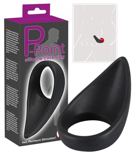P-Point - kúpos szilikon erekciógyűrű (fekete)