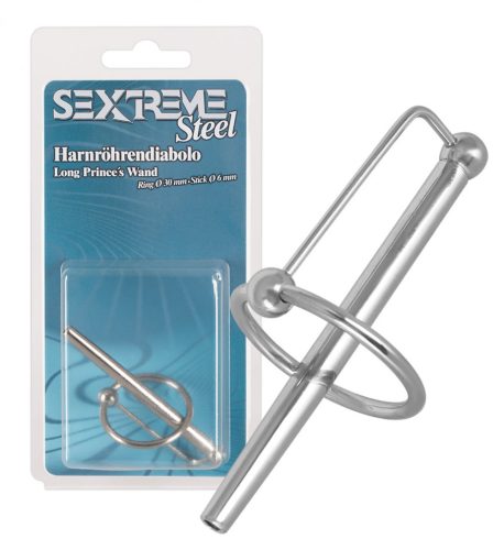 Sextreme - acél makkgyűrű (3cm), üreges húgycsőtágítóval (0,6cm)