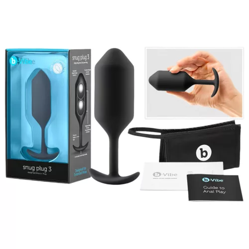 b-vibe Snug Plug 3 - dupla golyós butt plug (180g) - fekete