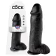 King Cock 12 herés nagy dildó (30 cm, fekete)