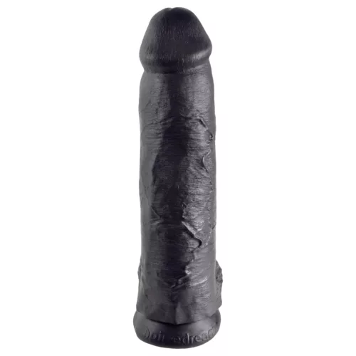 King Cock 12 herés nagy dildó (30 cm, fekete)