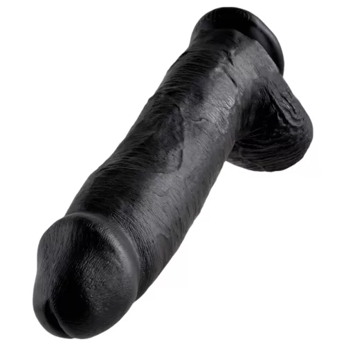 King Cock 12 herés nagy dildó (30 cm, fekete)