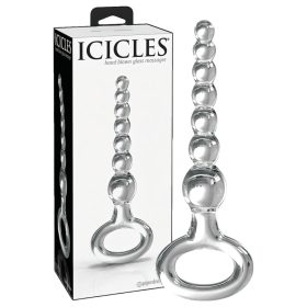 Icicles No. 67 - gömbös üveg dildó (átlátszó)