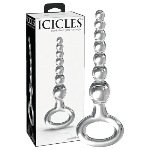 Icicles No. 67 - gömbös üveg dildó (átlátszó)