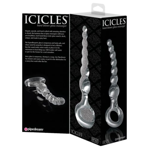 Icicles No. 67 - gömbös üveg dildó (átlátszó)