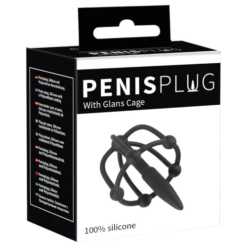Penisplug - szilikon makk ketrec dilátorral (fekete)