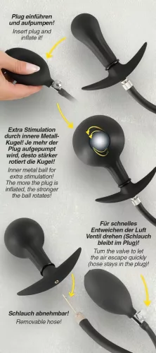 You2Toys - golyós, pumpálható anál plug (fekete)