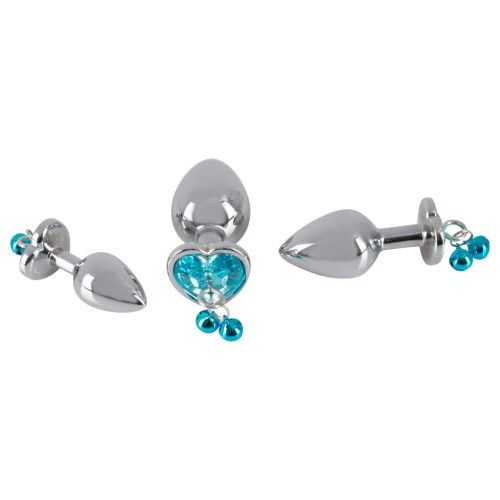 You2Toys - Butt Plug Set - anál plug szett + póráz (ezüst)