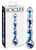 Icicles No. 08 - hullámos, kétvégű, üveg dildó (átlátszó-kék)