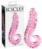Icicles No. 24 - bordázott nyelv üveg dildó (pink)