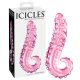 Icicles No. 24 - bordázott nyelv üveg dildó (pink)