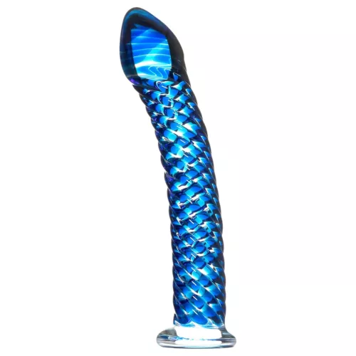 Icicles No. 29 - spirál, pénisz üveg dildó (kék)