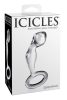 Icicles No. 46 - makkos üveg dildó fogógyűrűvel (pink)