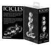 Icicles No. 47 - tripla gyöngyös, üveg anál dildó (áttetsző)