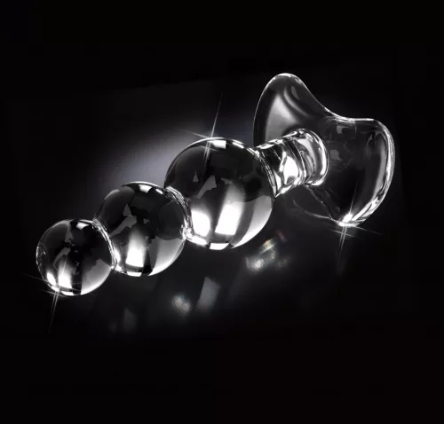 Icicles No. 47 - tripla gyöngyös, üveg anál plug (átlátszó)