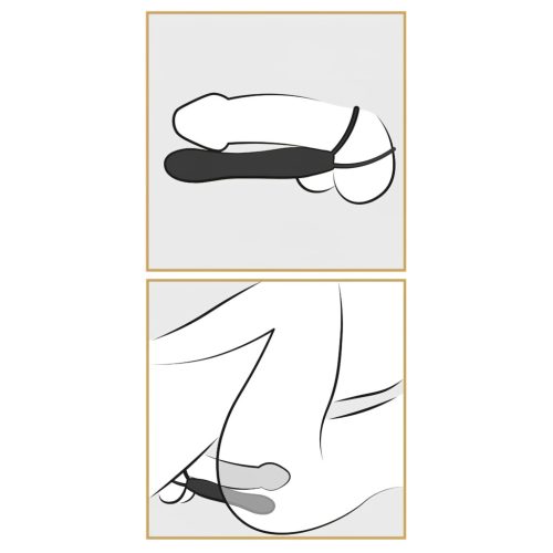 / Fetish Double Trouble - here- és péniszgyűrű dildóval (fekete)