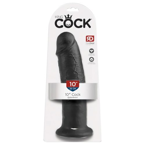 King Cock 10 - tapadókorongos dildó (25cm) - fekete