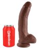 King Cock 9 - nagy tapadókorongos, herés dildó (23cm) - barna