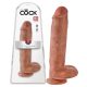King Cock 11 - tapadókorongos, herés dildó (28cm) - sötét natúr