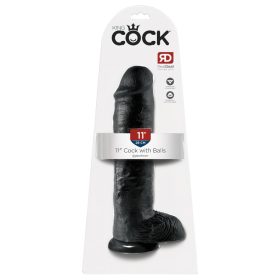   King Cock 11 - nagy tapadókorongos, herés dildó (28cm) - fekete