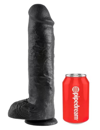King Cock 11 - nagy tapadókorongos, herés dildó (28cm) - fekete