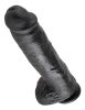 King Cock 11 - nagy tapadókorongos, herés dildó (28cm) - fekete