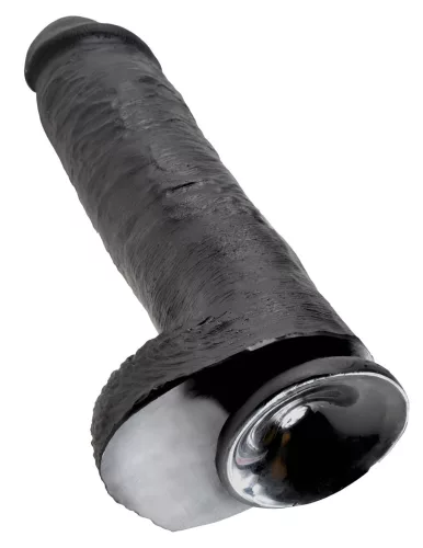 King Cock 11 - nagy tapadókorongos, herés dildó (28cm) - fekete