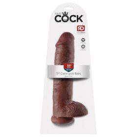   King Cock 11 - nagy tapadókorongos, herés dildó (28cm) - barna