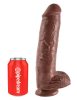 King Cock 11 - nagy tapadókorongos, herés dildó (28cm) - barna