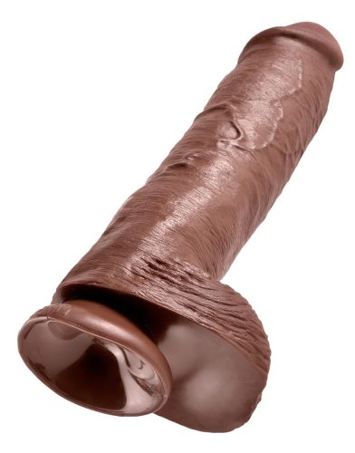 King Cock 11 - nagy tapadókorongos, herés dildó (28cm) - barna