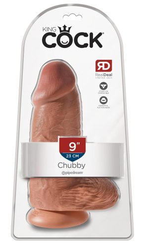 King Cock 9 Chubby - tapadókorongos, dildó (23cm) - sötét natúr