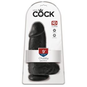   King Cock 9 Chubby - tapadókorongos, herés dildó (23cm) - fekete