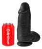 King Cock 9 Chubby - tapadótalpas, herés dildó (23cm) - fekete