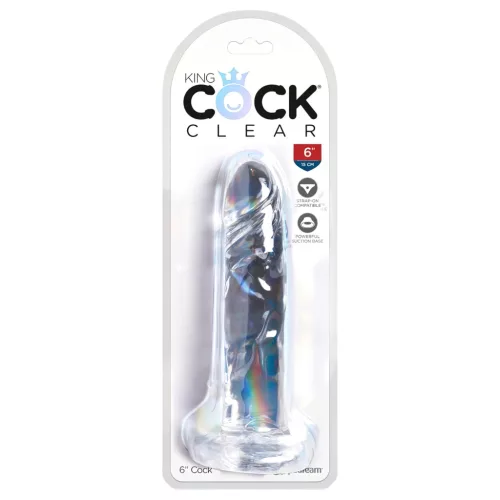 King Cock Clear 6 - tapadókorongos dildó (17,8 cm)
