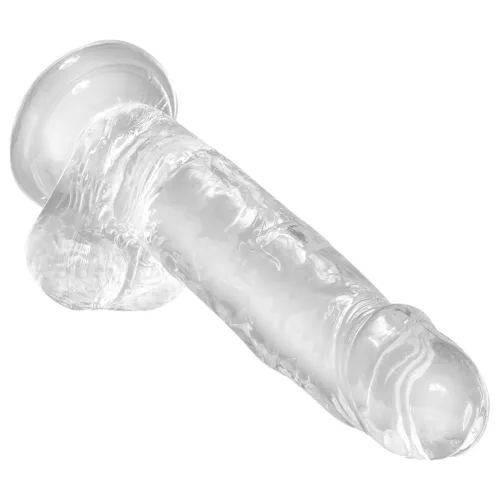 / King Cock Clear 7 - tapadókorongos, herés dildó (18cm)
