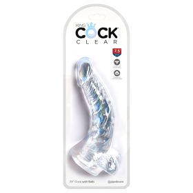   / King Cock Clear 7,5 - tapadókorongos, herés dildó (19cm)