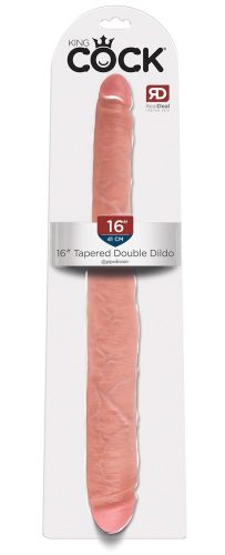 King Cock 16 Tapered - élethű dupla dildó (41cm) - natúr