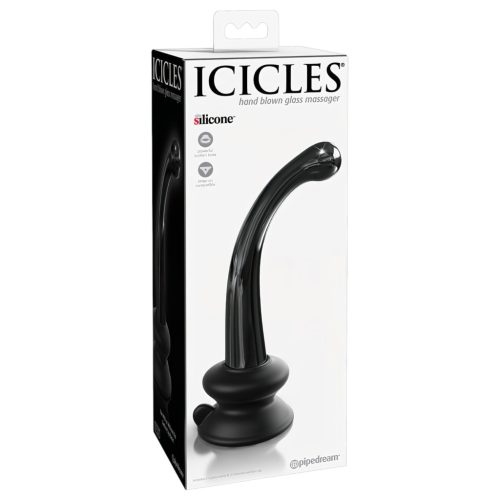 / Icicles No. 87 - G+P-pont üveg dildó (fekete)
