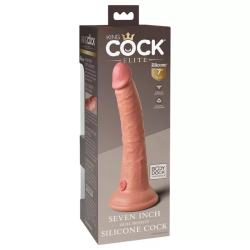 King Cock Elite 7- tapadókorongos, élethű dildó (18cm) - natúr