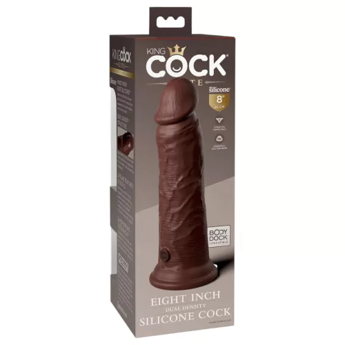 / King Cock Elite 8 - tapadókorongos, élethű dildó (20cm) - barna