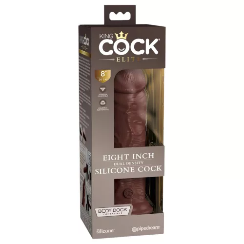 / King Cock Elite 8 - tapadókorongos, élethű dildó (20cm) - barna