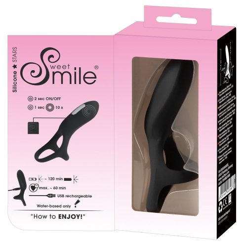 SMILE - akkus vibrációs péniszgyűrű (fekete)